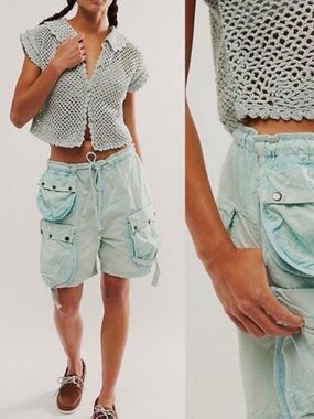 Free People Moon Bay Parachute Cargo Shorts Small